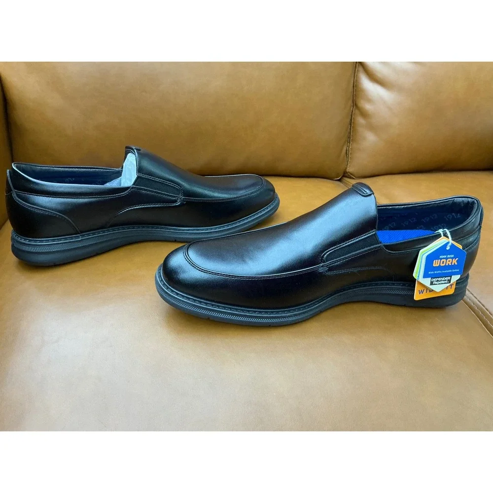 Nunn Bush Chase Work Slip On Mens 10.5W Black New Slip Resistant Memory Foam